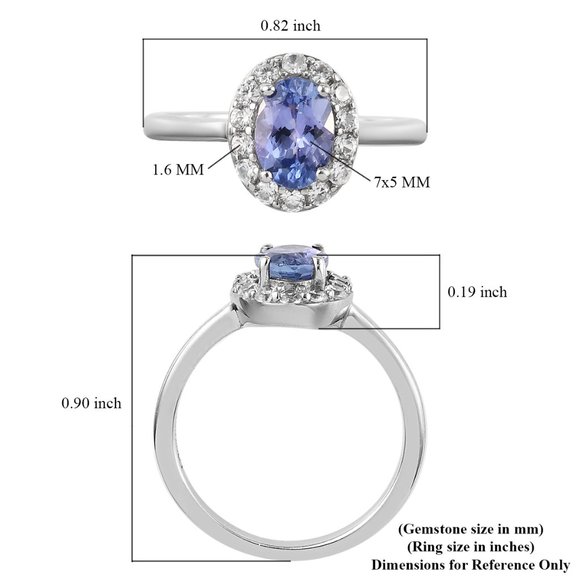 🌹Tanzanite and Natural White Zircon Halo Ring - Picture 5 of 8